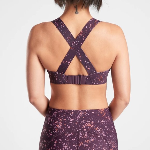 NWOT Athleta Purple Splatter Reversible Sports Bra - Picture 2 of 8